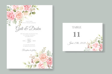 beautiful watercolor roses wedding invitation 