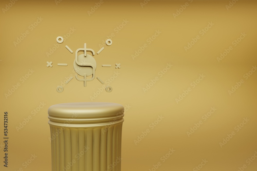 Aufkleber Beautiful abstract illustrations Golden Dollar symbol icons on a golden column and wonderful background. 3d rendering illustration. Background pattern for design.