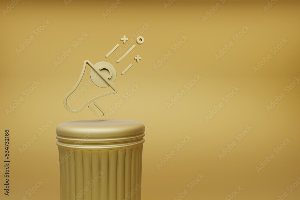 Poster Beautiful abstract illustrations Golden Loud Speaker  symbol icons on a golden column and wonderful background. 3d rendering illustration. Background pattern for design.
