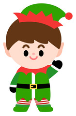Elf christmas cartoon illustration 