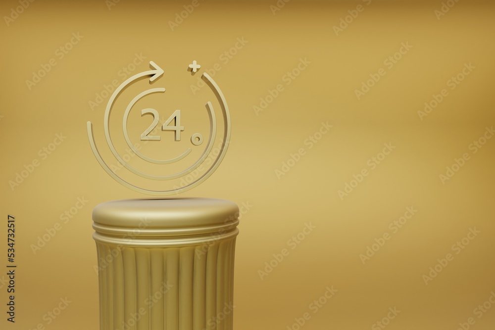 Aufkleber beautiful abstract illustrations golden support 24 symbol icons on a golden column and wonderful bac