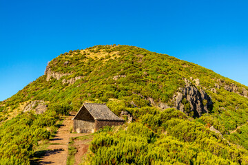 Fototapeta na wymiar Wanderung zum höchsten Punkt auf der Azoreninsel Madeira - dem Pico Ruivo - Portugal