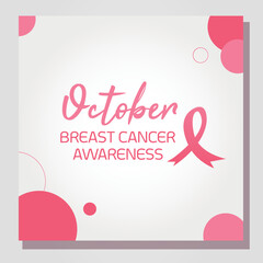october breast cancer pink ribbon with decorative circles en