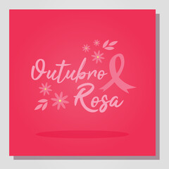 october breast cancer pink ribbon with decorative flowers pt