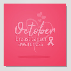 october breast cancer pink ribbon with decorative hearts en