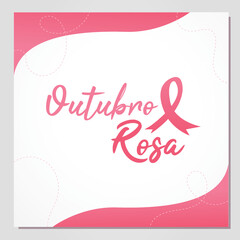 october breast cancer pink ribbon with decorative lines and curves pt