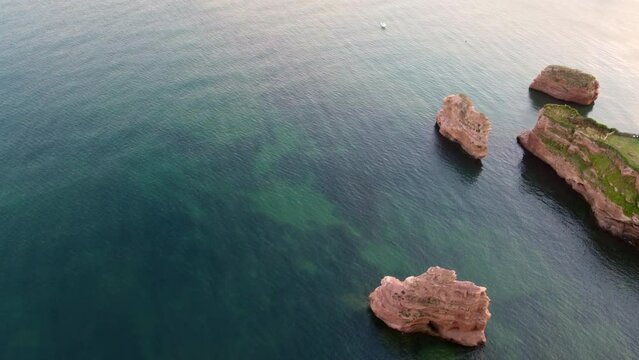 Ladram bay cove aerial drone devon england uk