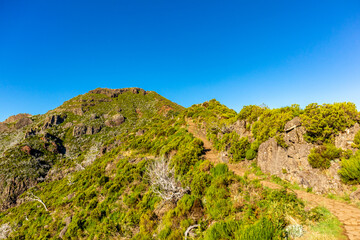 Fototapeta na wymiar Wanderung zum höchsten Punkt auf der Azoreninsel Madeira - dem Pico Ruivo - Portugal