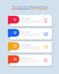 Timeline Infographics Design Marketing Icons. Usable for Workflow Layout, Diagram, Annual Report, Web Design. Business Data Visualization with steps or Processes