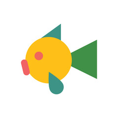 Fish cartoon on white background, vector illustration in flat cartoon design.