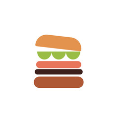 Hamburger cartoon on white background, vector illustration in flat cartoon design.
