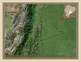 Morona Santiago, Ecuador. High-res satellite. Labelled points of cities