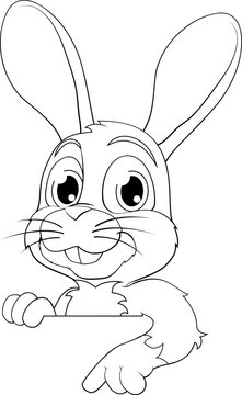 recommend clip art: An Easter bunny rabbit cartoon character peeking around a sign