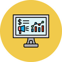 Marketing Multicolor Circle Filled Line Icon