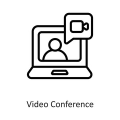 Video conference Outline Vector Icon Design illustration on White background. EPS 10 File