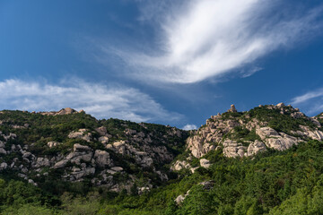 Naklejka premium The beautiful natural scenery of Laoshan Mountain in Qingdao