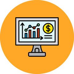 Stock Market Multicolor Circle Filled Line Icon