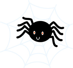 Cute Spider on Web Halloween Festival Cartoon Flat illustration