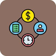 Time Management Multicolor Round Corner Filled Line Icon