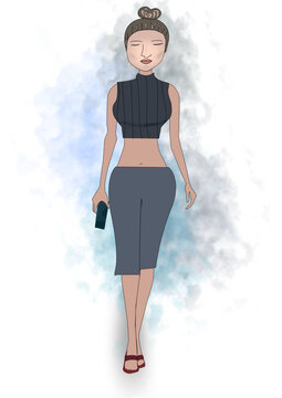 Model vector image.Fashion girl vector image.Fashionable women illlustration.