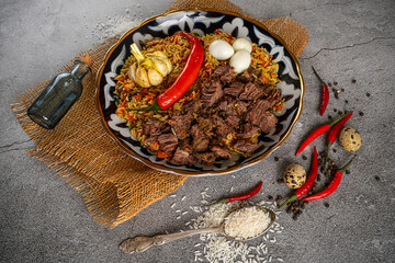 pilaf, dish flatley gray background