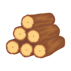 Variety of wood logs and trunks flat picture for web design. Cartoon wooden lumbers, planks and branches isolated vector illustration. Forestry construction materials concept