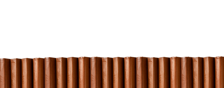 horizontal banner with book spines border decoration and text space, isolated on a white background