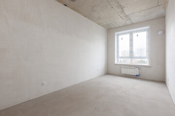 interior of the apartment without decoration in gray colors