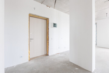 interior of the apartment without decoration in gray colors