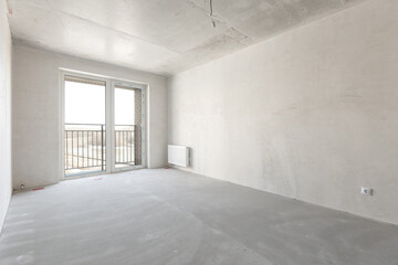 interior of the apartment without decoration in gray colors