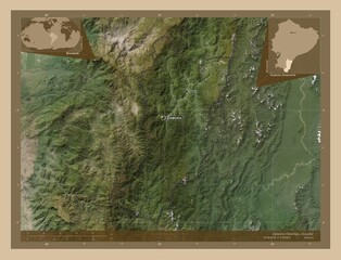 Zamora Chinchipe, Ecuador. Low-res satellite. Labelled points of cities