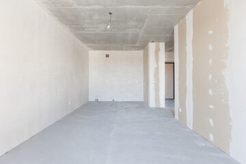 interior of the apartment without decoration in gray colors