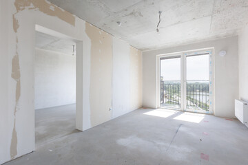 interior of the apartment without decoration in gray colors