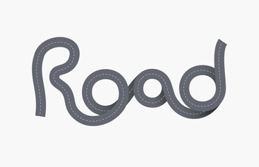 Road Curved letter logo design template, Asphalt highways and roads, Concept of destination, address, position, Creative vector letter highway