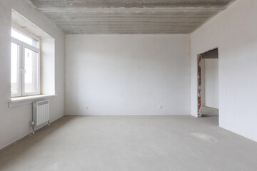 interior of the apartment without decoration in gray colors