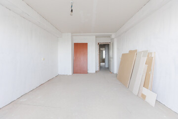 interior of the apartment without decoration in gray colors