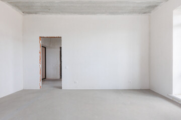 interior of the apartment without decoration in gray colors
