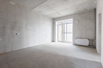 interior of the apartment without decoration in gray colors