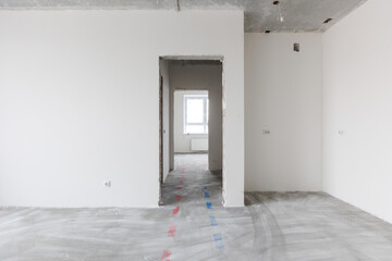 interior of the apartment without decoration in gray colors