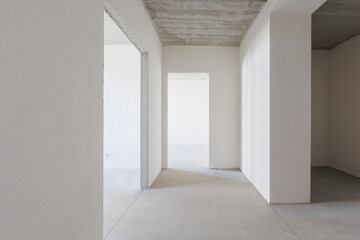 interior of the apartment without decoration in gray colors