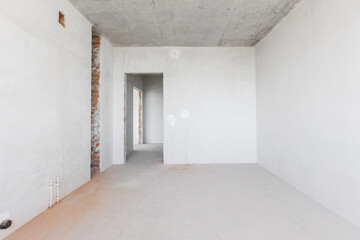 interior of the apartment without decoration in gray colors
