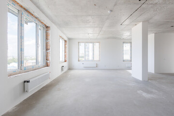 interior of the apartment without decoration in gray colors