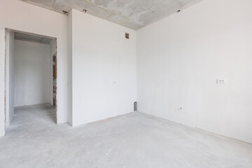 interior of the apartment without decoration in gray colors