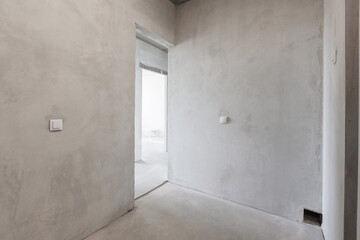 interior of the apartment without decoration in gray colors