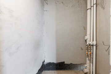 interior of the apartment without decoration in gray colors