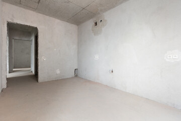 interior of the apartment without decoration in gray colors