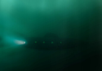 background illustration of a submarine diving on the seabed in low light ,blurred texture