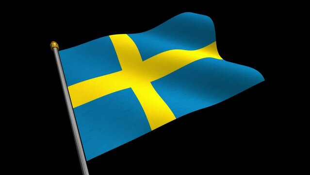 [Loop video] [Transparent background] Animated video of the Sweden flag