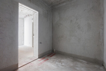 interior of the apartment without decoration in gray colors