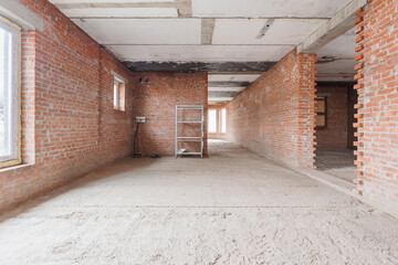 interior of the apartment without decoration in gray colors